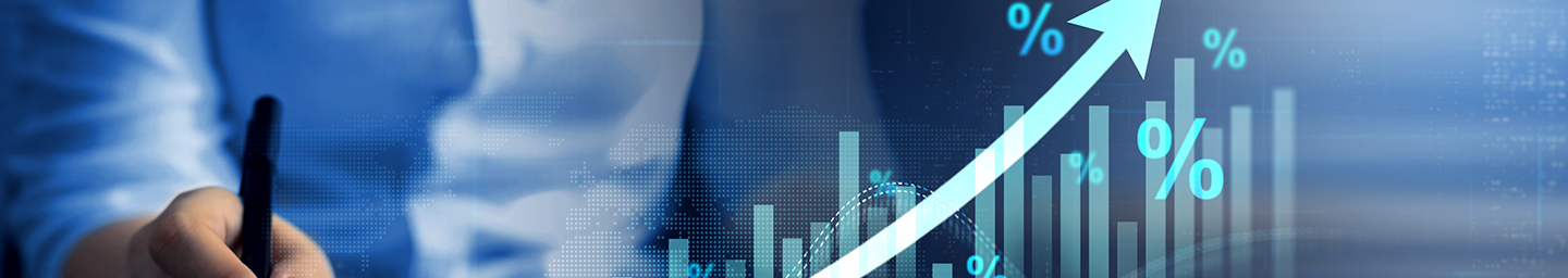 Profitability image for detail page, showing chart graph with large arrow pointing upward